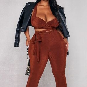 Plus Chocolate Sleeveless Tie Around Top